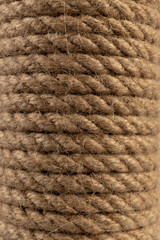 Sisal rope cat scratcher in close-up.