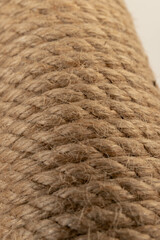 Sisal rope cat scratcher in close-up.