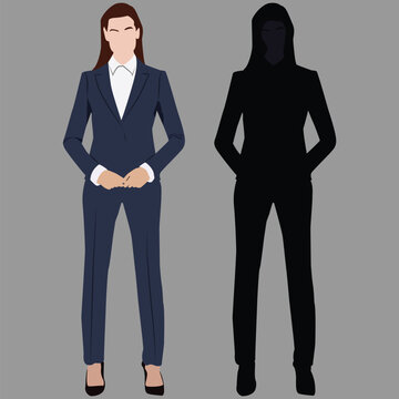 Smart business woman silhouette and portrait 