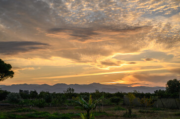 sunset sky on the island of Cyprus, colorful clouds and reflections in the sky 12