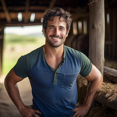 farmer in work clothes near the barn
