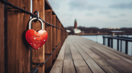 A heart-shaped padlock attached to a bridge, symbolizing love, Hearts are everywhere we look...
