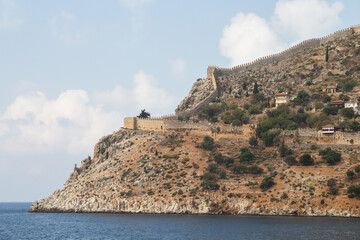 Medieval fortress in the city of Alanya (Trkiye). Travel to Turkiye.