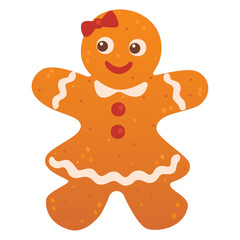 Gingerbread cookies. Winter homemade sweets in shape of house and gingerbread man. Cartoon Vector illustration.