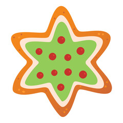 Gingerbread cookies, star and snowflake. Winter homemade sweets.Cartoon Vector illustration.