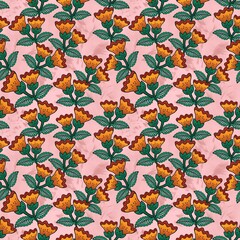 seamless pattern with leaves and flowers 