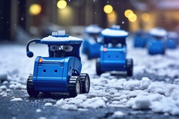 robot snow blower. Delivery robot. Snow. Automation. Modern post