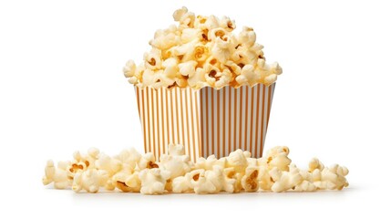 Popcorn isolated on white background, created with Generative Ai technology.