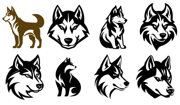 Set to create husky dog logos
