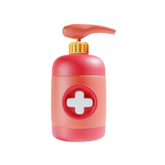 hand sanitizer 3d illustration red theme