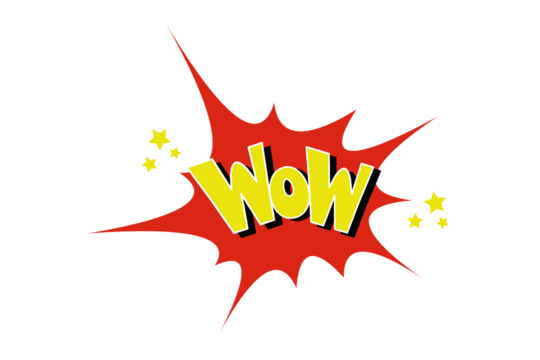 Wow word pop art style illustration design.