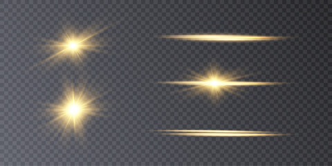 Set of bright gold stars with highlights. vector png	
 - obrazy, fototapety, plakaty