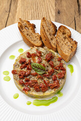 Fresh Tatar on a plate. Close-up