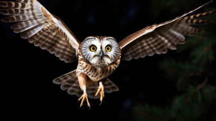 Northern Saw-whet Owl flying