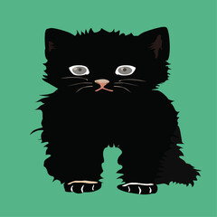 black cat with green eyes