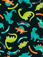 Dino friends seamless pattern