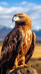 Portrait of a majestic Golden Eagle (Aquila chrysaetos) close up