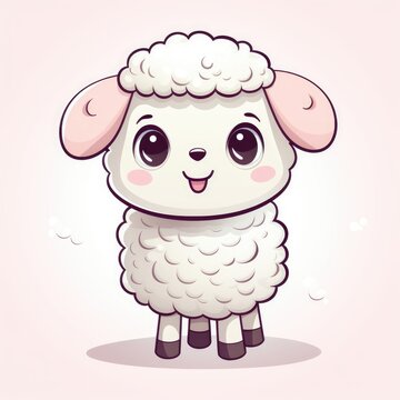 Cute cartoon 3d character sheep on white background