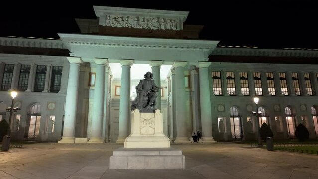 Prado Museum. The bronze statue of Diego Velazquez in Madrid, Spain