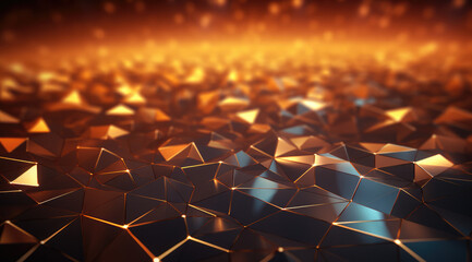 Obraz premium A mesmerizing display of golden geometric shapes with a fiery glow.