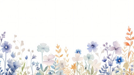 Wildflower garden background with watercolor
