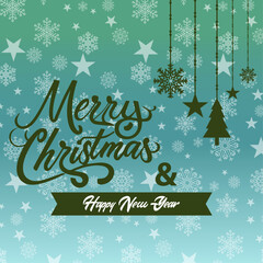 Merry Christmas and Happy New Year Lettering design card template