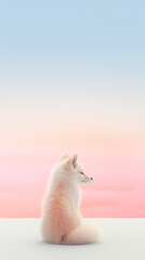 Ultra minimalism photography of a fox, pastel color phone background created with Generative Ai