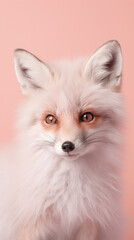 Ultra minimalism photography of a fox, pastel color phone background created with Generative Ai