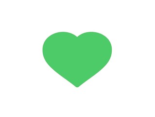 Green heart shape. One green heart on a white background