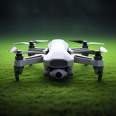 a drone on a grass field - obrazy, fototapety, plakaty