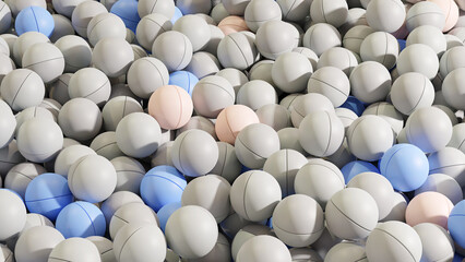 Wallpaper of a pile of color balls. Background image of marbles. 3d rendering