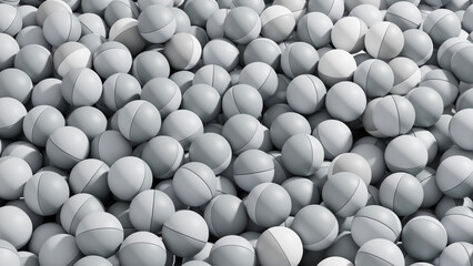 Wallpaper of a pile of grey color balls. Background image of marbles. 3d rendering