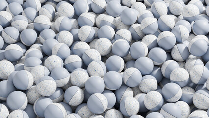 Wallpaper of a pile of color balls. Background image of marbles. 3d rendering