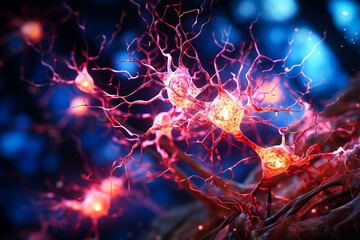 graphical representation of the neural network in the human brain. AI generative.