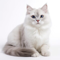 white cat white background