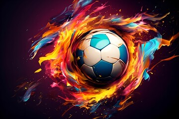 Dynamic Soccer Euphoria, soccer ball, vibrant, illustration, dynamic motion