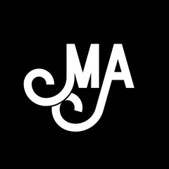 MA Letter Logo Design. Initial letters MA logo icon. Abstract letter MA minimal logo design template. M A letter design vector with black colors. ma logo