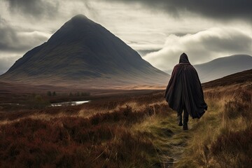 Walking alone in the Highlands - obrazy, fototapety, plakaty