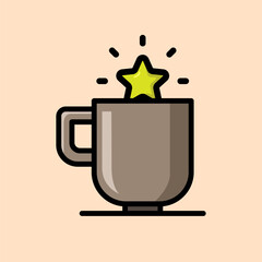 Coffee cup and favorite star. Drink mug Filled line icon