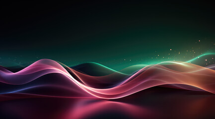 Gentle waves of green and purple flow gracefully in a silky abstract design.