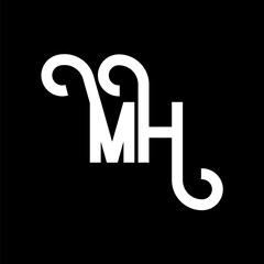 MH Letter Logo Design. Initial letters MH logo icon. Abstract letter MH minimal logo design template. M H letter design vector with black colors. mh logo