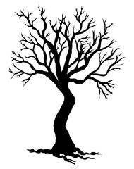 Beautiful Dry tree silhouette isolated on white background - vector illustration 