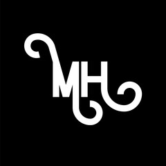 MH Letter Logo Design. Initial letters MH logo icon. Abstract letter MH minimal logo design template. M H letter design vector with black colors. mh logo