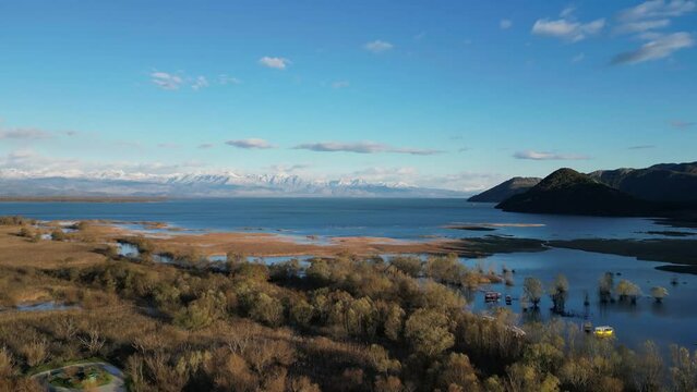 footage of skadar lake from a drone