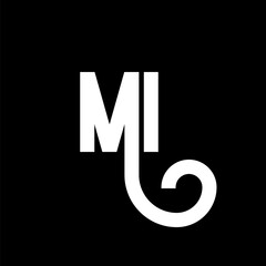 MI Letter Logo Design. Initial letters MI logo icon. Abstract letter MI minimal logo design template. M I letter design vector with black colors. mi logo