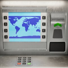 Realistic 3D Render of ATM Machine