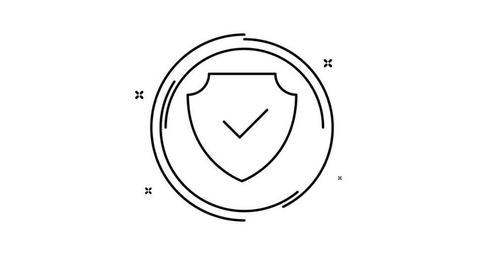 shield with tick animated outline icon with alpha channel. shield with tick rotation appearance 4k video animation for web, mobile and ui design