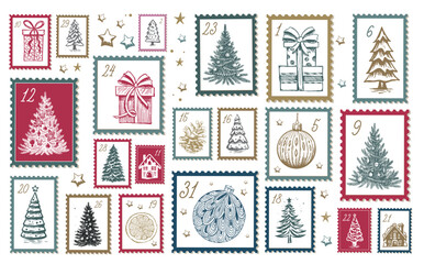 Advent calendar hand drawn illustrations.	
