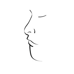 Man face line art vector illustration. Hand drawn sketch. Male portrait.