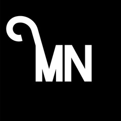 MN Letter Logo Design. Initial letters MN logo icon. Abstract letter MN minimal logo design template. M N letter design vector with black colors. mn logo